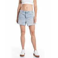 Picture of REPLAY WOMEN'S STRAIGHT FIT 11 OZ GREEN CAST RECYCLED DENIM SHORTS IN LIGHT BLUE 1