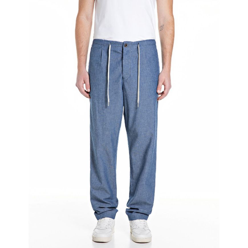 Снимка на REPLAY МЪЖКИ ПАНТАЛОНИ CHAMBRAY TROUSERS WITH DARTS В СИН