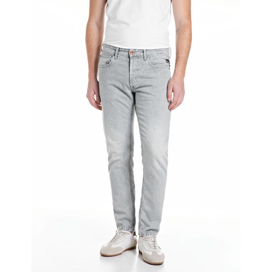 Picture of REPLAY MEN'S WILLBI REGULAR FIT JEANS 11 OZ COTTON GREY IN LIGHT GREY