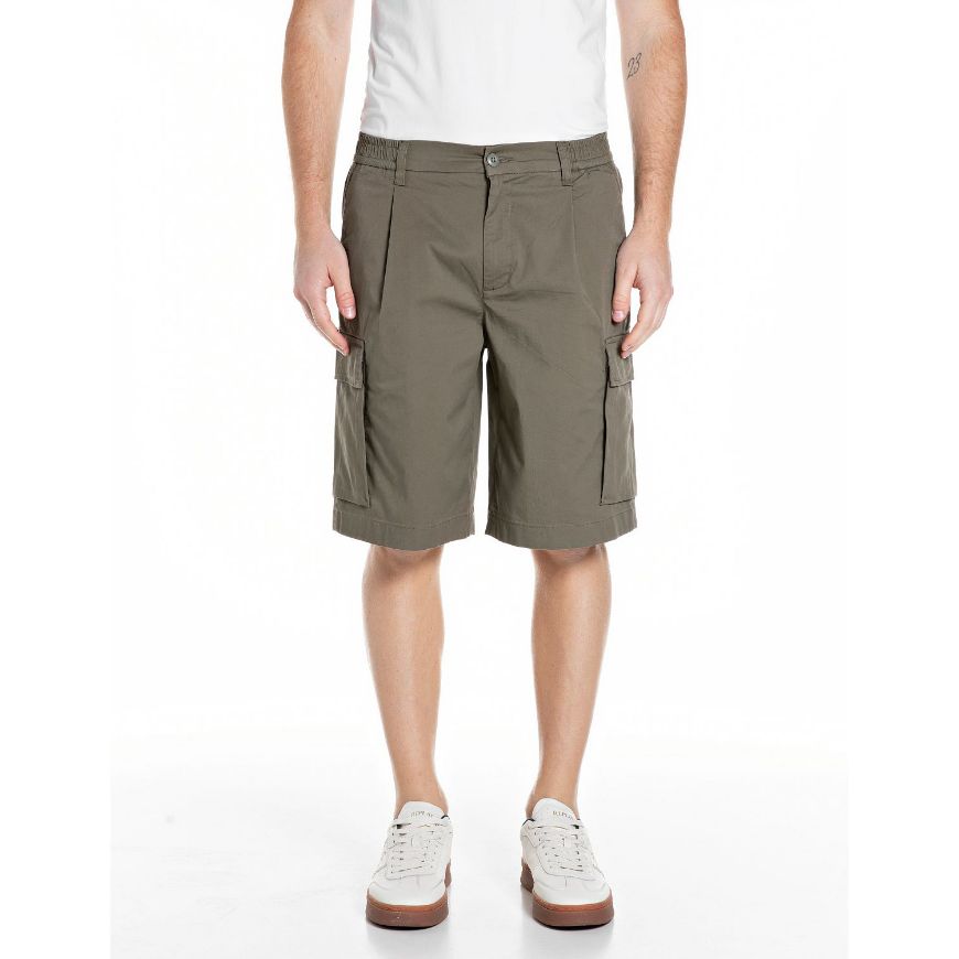 Снимка на REPLAY МЪЖКИ БЕРМУДИ REGULAR FIT TWILL CARGO SHORTS В ЗЕЛЕНО