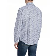 Снимка на REPLAY МЪЖКА РИЗА FLORAL AND STRIPE PRINT LINEN/COTTON SHIRT В БЯЛО/СВЕТЛОСИНЬО 2
