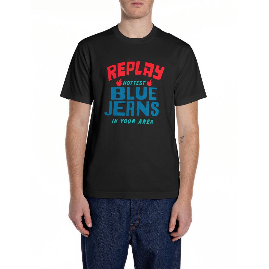 Снимка на REPLAY МЪЖКА БЛУЗА JERSEY T-SHIRT WITH CHEST PRINT BLACK