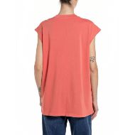 Picture of REPLAY WOMEN'S BOY-FIT RUSTIC JERSEY T-SHIRT IN NANTUCKET RED 2