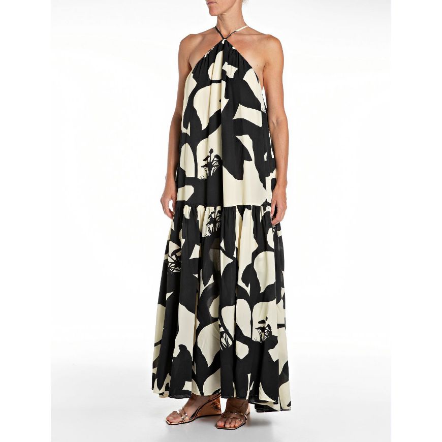 Снимка на REPLAY ДАМСКА РОКЛЯ LONG LIGHT VICOSE WITH FLORAL PRINTS В БЯЛО/ЧЕРНО