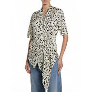 Снимка на REPLAY ДАМСКА РИЗА ASYMMETRIC VISCOSE SHIRT WITH ALL-OVER PRINT В МАСЛЕНО/ЧЕРНО 1