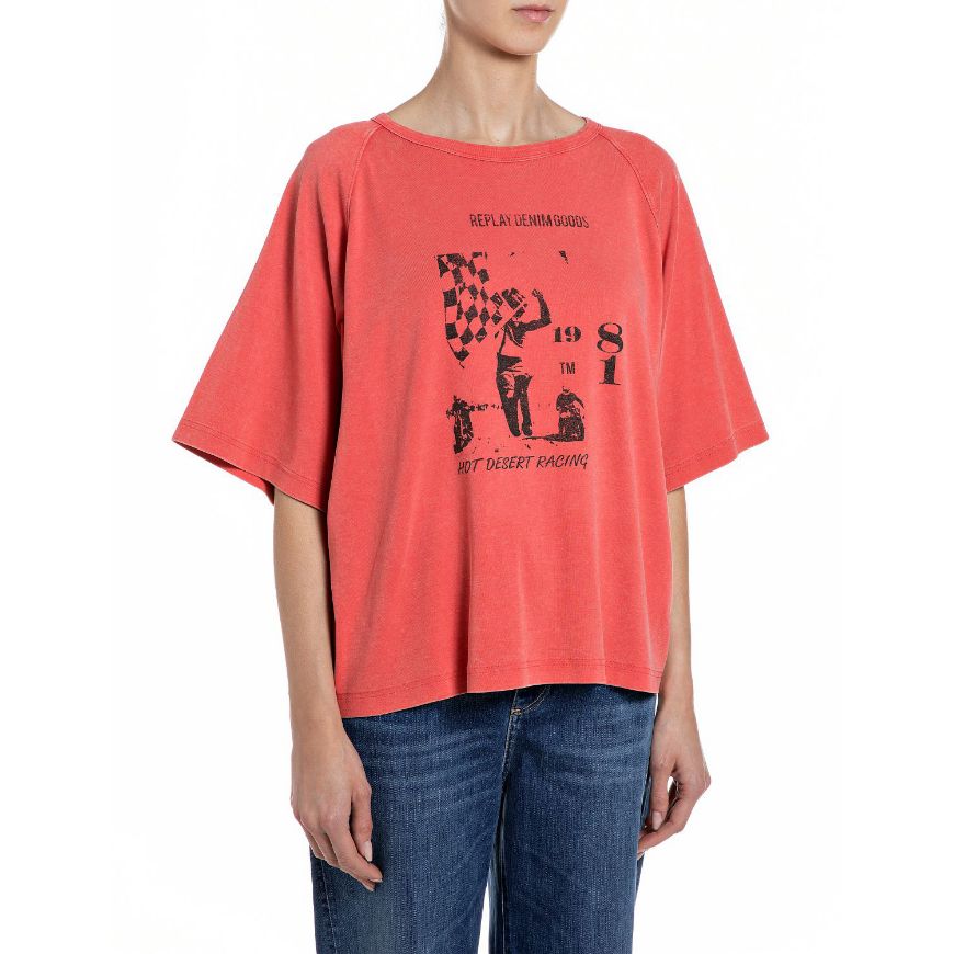 Снимка на REPLAY ДАМСКИ ТОП HOT DESERT RACING OVERSIZED JERSEY T-SHIRT В НАНТЪКЕТ ЧЕРВЕНО