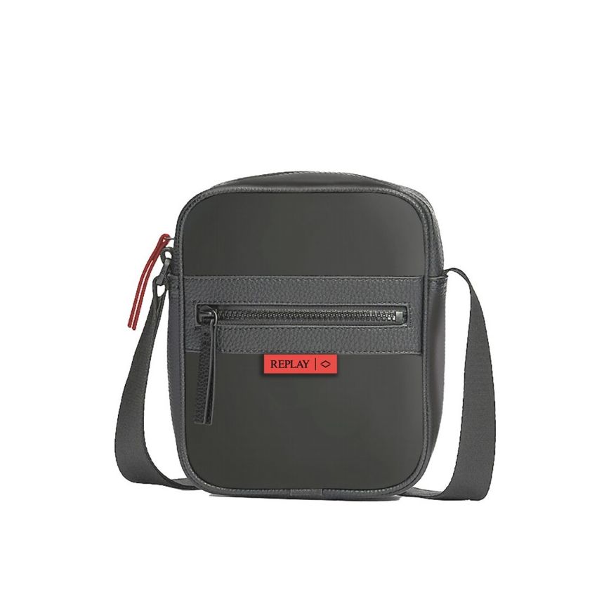 Picture of REPLAY MEN'S NYLON AND PU SQUARE-SHAPED BAG IN BLACK