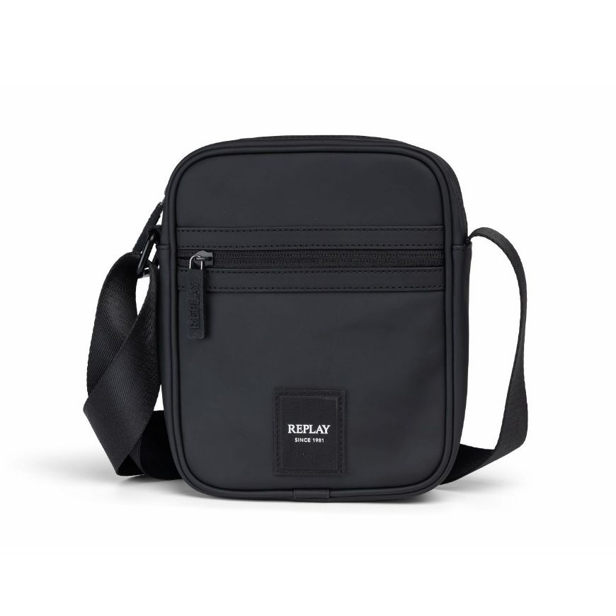 Picture of REPLAY MEN'S RUBBER PU SQUARE-SHAPED BAG IN BLACK