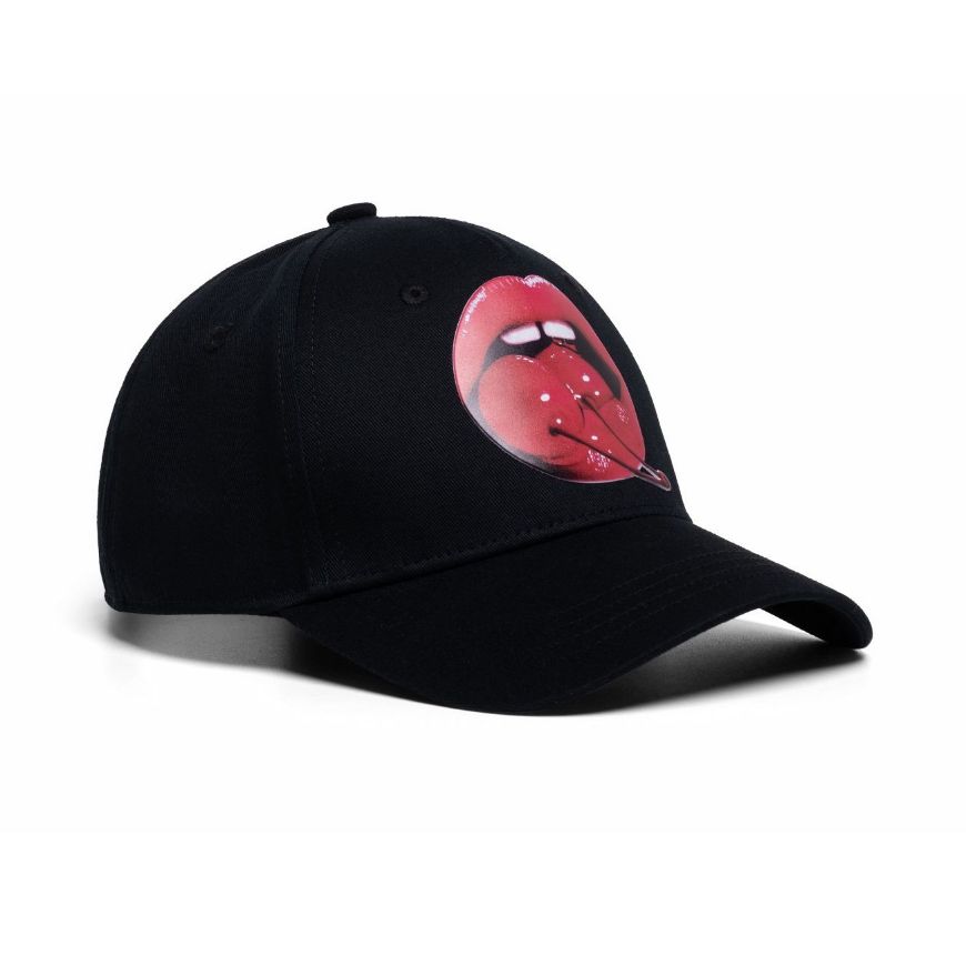 Picture of REPLAY UNISEX CAP WITH LIPS AND CHERRIES PRINT IN BLACK