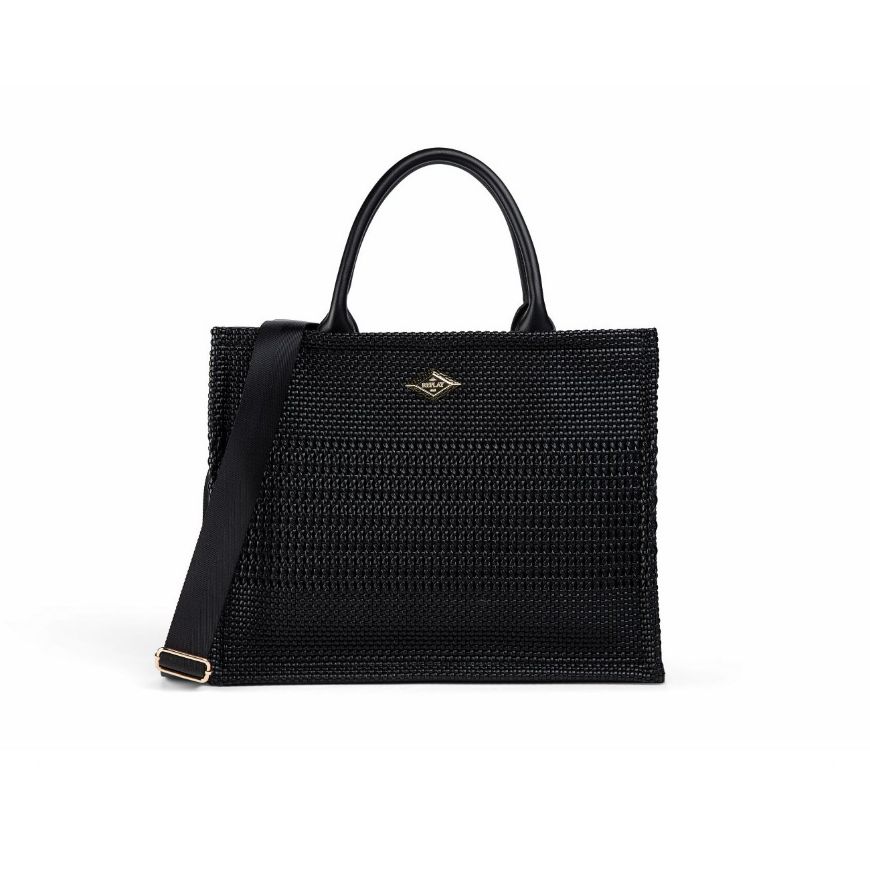 Picture of REPLAY WOMEN'S INTERLACE TOTE BAG IN BLACK