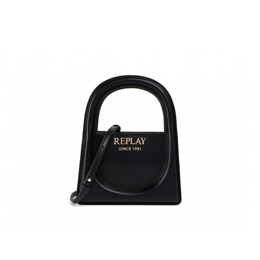 Picture of REPLAY WOMEN'S PLAIN PU BAG WITH SHOULDER STRAP IN BLACK