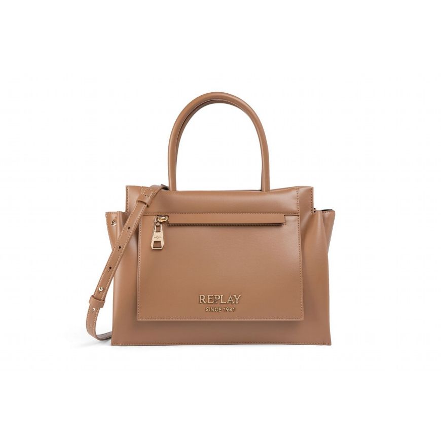 Picture of REPLAY WOMEN'S PLAIN PU BAG WITH SHOULDER STRAP AND POCKET IN WOODSMOKE