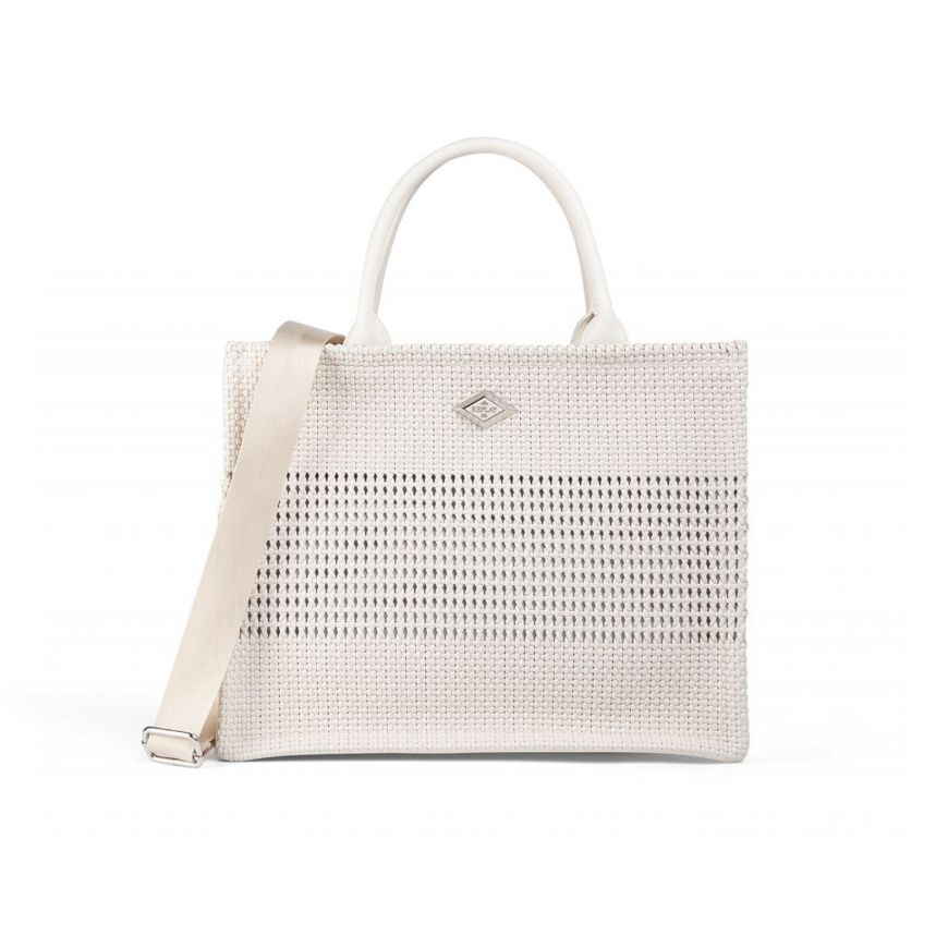 Picture of REPLAY WOMEN'S INTERLACE TOTE BAG IN OFF WHITE