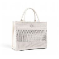 Picture of REPLAY WOMEN'S INTERLACE TOTE BAG IN OFF WHITE 2