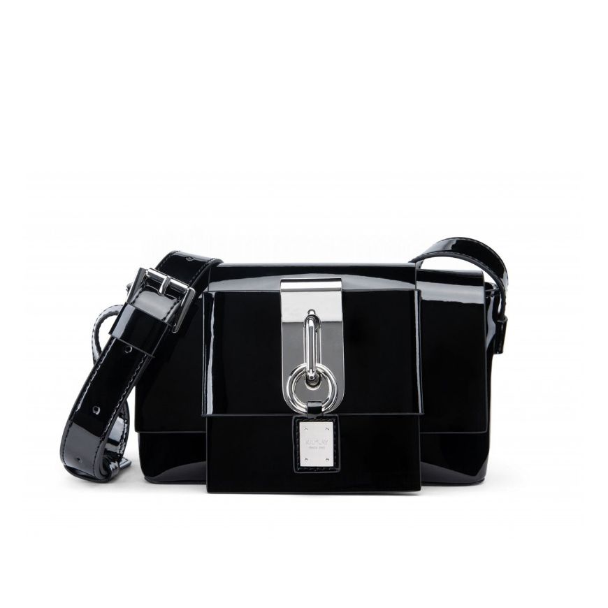 Picture of REPLAY WOMEN'S SHINY CROSSBODY BAG WITH PADLOCK IN SHINY BLACK