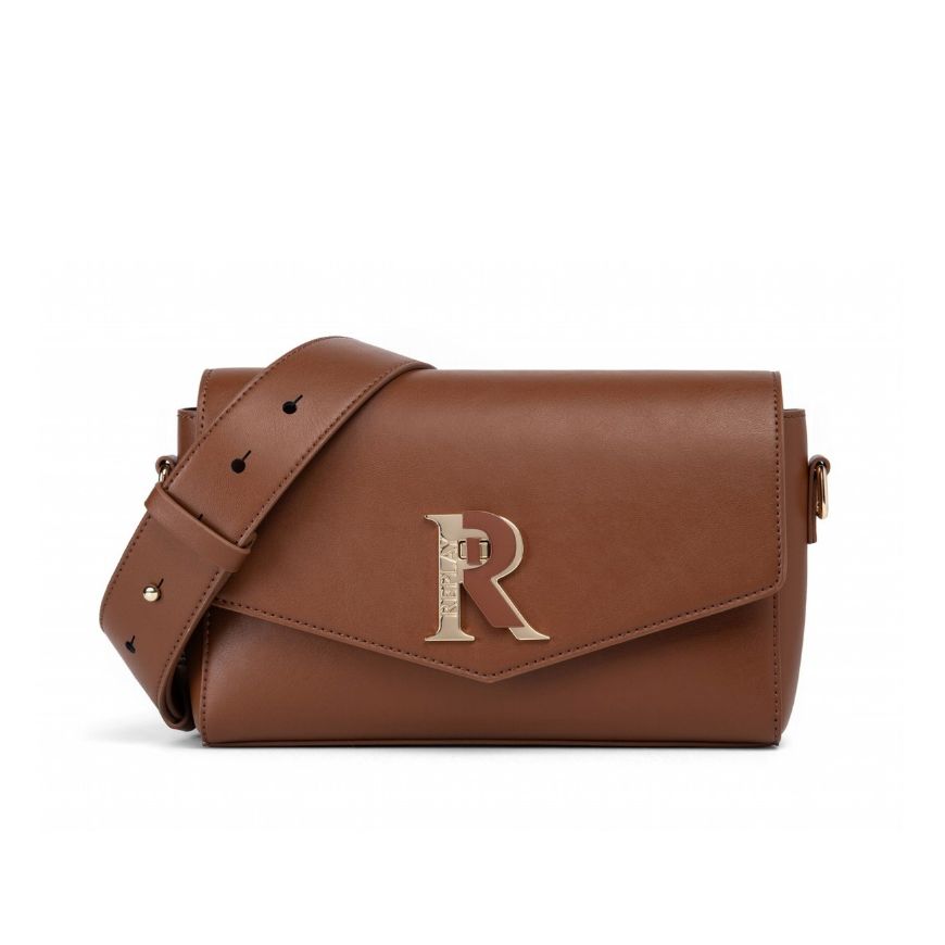 Picture of REPLAY WOMEN'S PLAIN PU CROSSBODY BAG WITH LOGO FASTENING IN PARTRIDGE