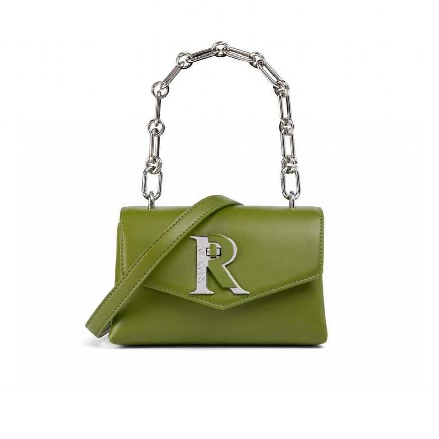 Picture of REPLAY WOMEN'S PLAIN PU BAG WITH LOGO FASTENING AND CHAIN IN FLOURITE GREEN