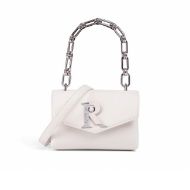 Picture of REPLAY WOMEN'S PLAIN PU BAG WITH LOGO FASTENING AND CHAIN IN WHITE SMOKE 1
