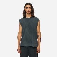 Picture of DIRTY LAUNDRY MEN'S SLUB TANK TOP WITH RAW EDGES IN VINTAGE BLACK 1