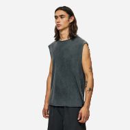 Picture of DIRTY LAUNDRY MEN'S SLUB TANK TOP WITH RAW EDGES IN VINTAGE BLACK 2