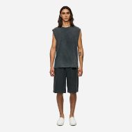 Picture of DIRTY LAUNDRY MEN'S SLUB TANK TOP WITH RAW EDGES IN VINTAGE BLACK 4