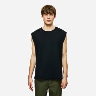 Picture of DIRTY LAUNDRY MEN'S SLUB TANK TOP WITH RAW EDGES IN BLACK 1
