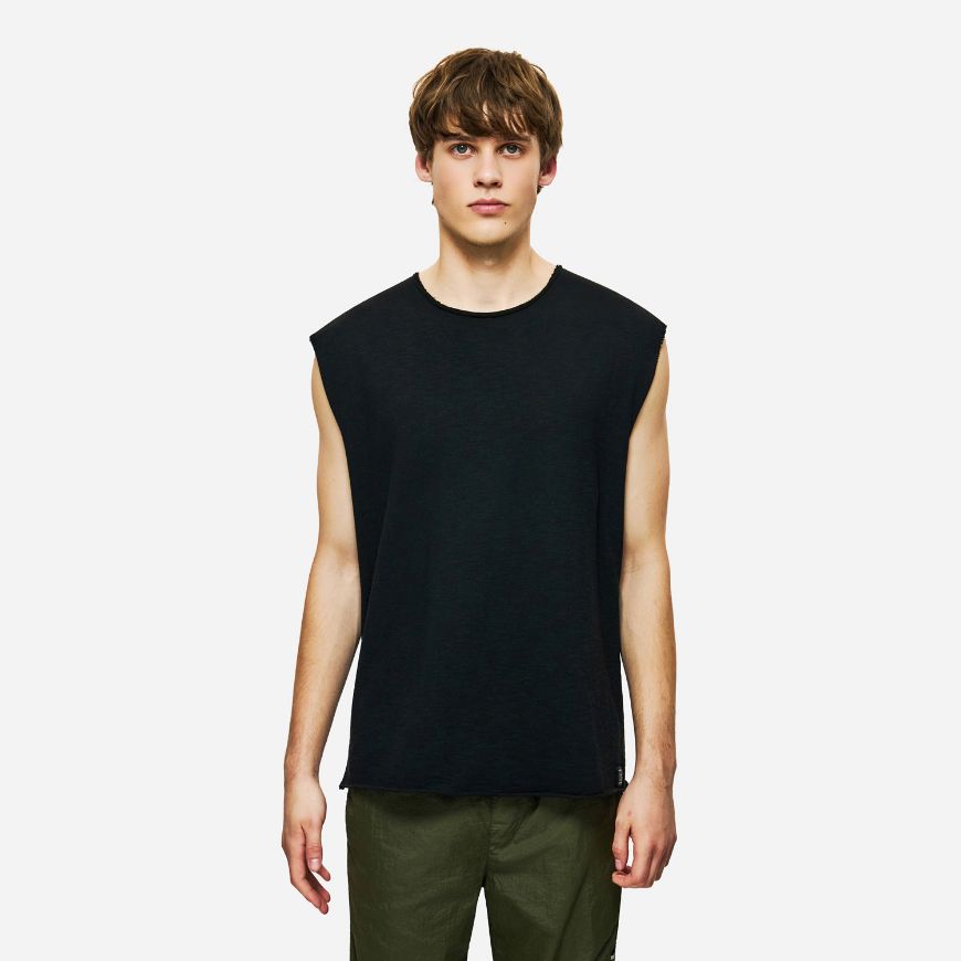 Picture of DIRTY LAUNDRY MEN'S SLUB TANK TOP WITH RAW EDGES IN BLACK