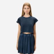 Picture of DIRTY LAUNDRY WOMEN'S CROPPED SLUB T-SHIRT IN VINTAGE BLUE 1