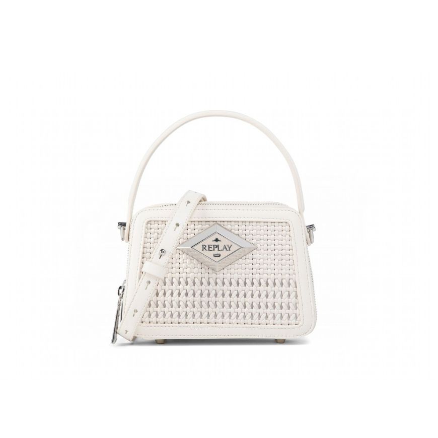 Picture of REPLAY WOMEN'S INTERLACE CROSSBODY BAG WITH SHOULDER STRAP IN OFF WHITE