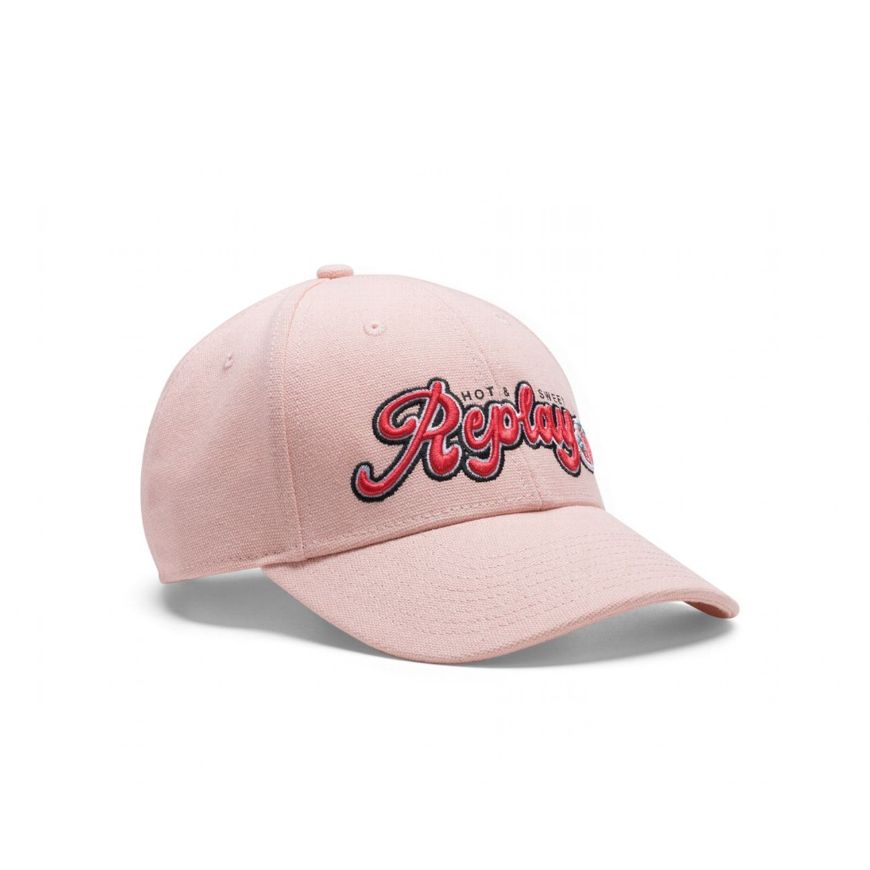 Picture of REPLAY WOMEN'S CANVAS CAP WITH REPLAY EMBROIDERY IN POTPOURRI