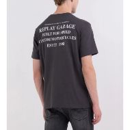 Picture of REPLAY MEN'S CUSTOM GARAGE JERSEY T-SHIRT IN NEARLY BLACK 2