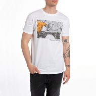 Picture of REPLAY MEN'S CUSTOM GARAGE BASIC JERSEY T-SHIRT IN WHITE 1