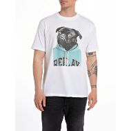 Picture of REPLAY MEN'S DOG PRINT JERSEY T-SHIRT IN WHITE 1
