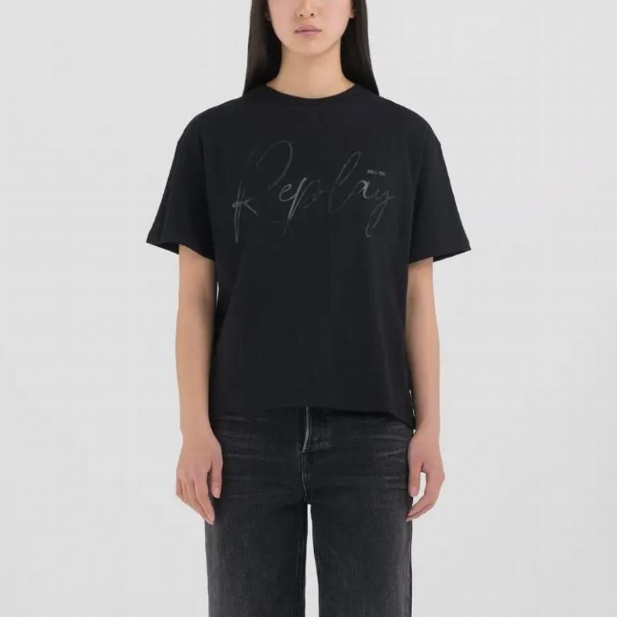 Снимка на REPLAY ДАМСКИ ТОП COTTON CREW-NECK T-SHIRT В ЧЕРНО