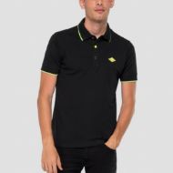 Picture of REPLAY MEN'S STRETCH PIQUÉ POLO IN BLACK 1