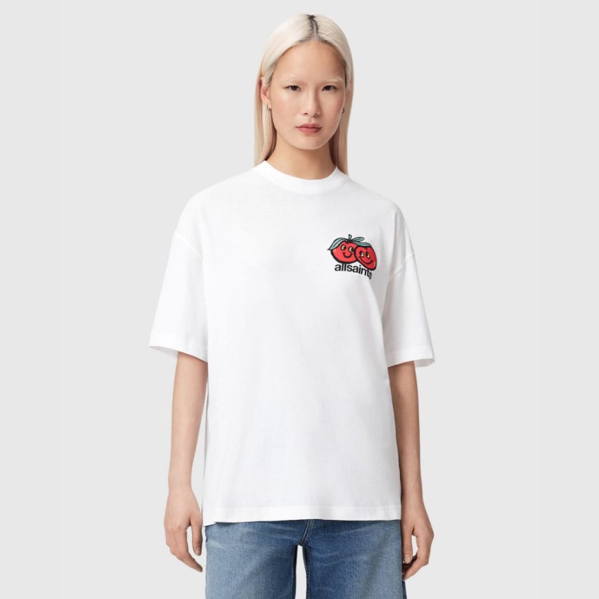 Picture of ALLSAINTS WOMEN'S MUTUAL ETTA T-SHIRT ASHEN WHITE