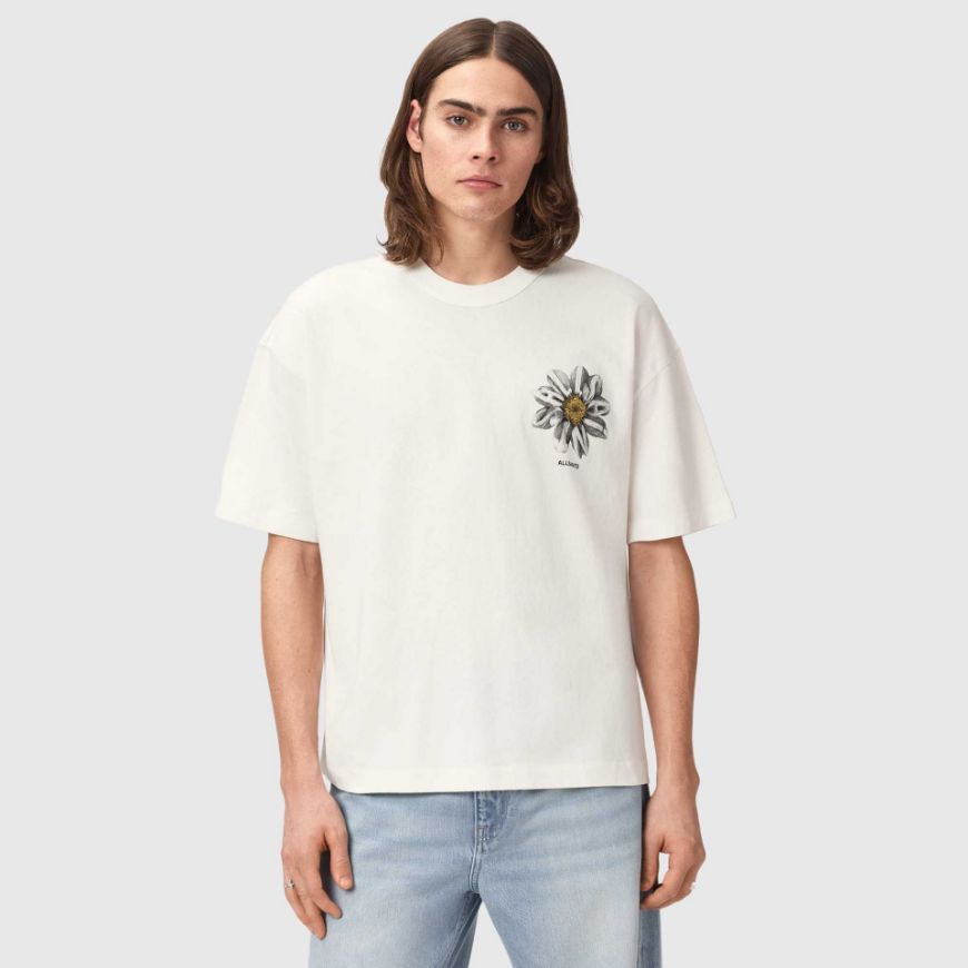 Снимка на ALLSAINTS МЪЖКА БЛУЗА PETALS SHORT SLEEVE CREW CHALK WHITE