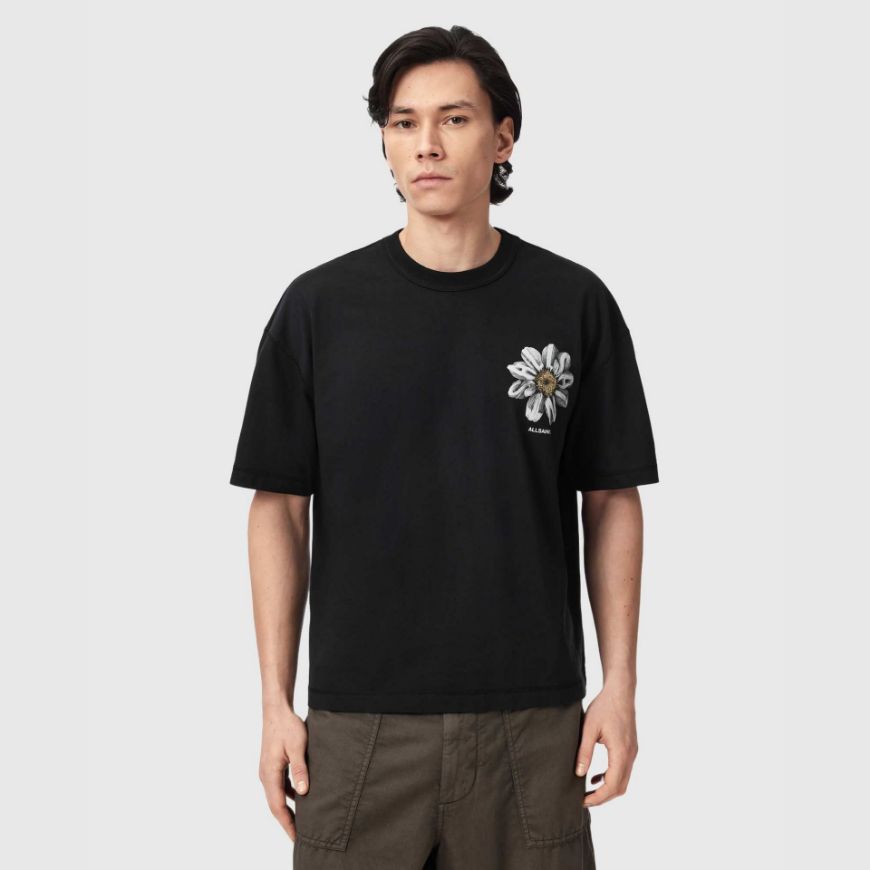 Снимка на ALLSAINTS МЪЖКА БЛУЗА PETALS SHORT SLEEVE CREW WASHED BLACK