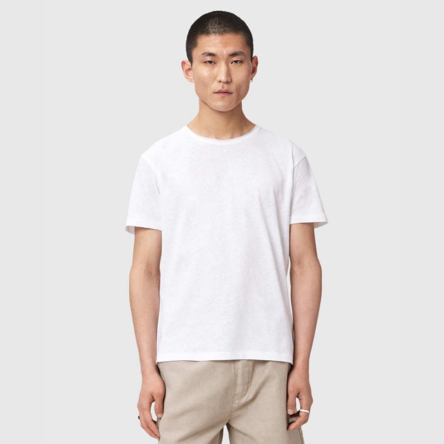 Picture of ALLSAINTS MEN'S FLAX SHORT SLEEVE CREW OPTIC WHITE