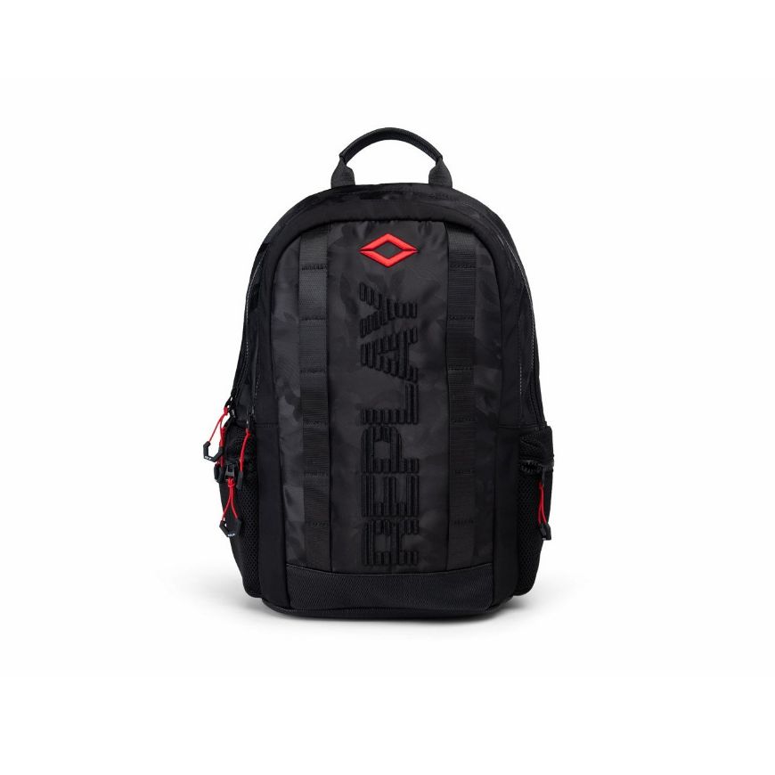 Picture of REPLAY MEN'S MATT + CAMO NYLON BACKPACK IN BLACK