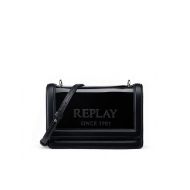 Picture of REPLAY WOMEN'S CROSSBODY BAG WITH LOGO IN PVC&PU IN BLACK 1