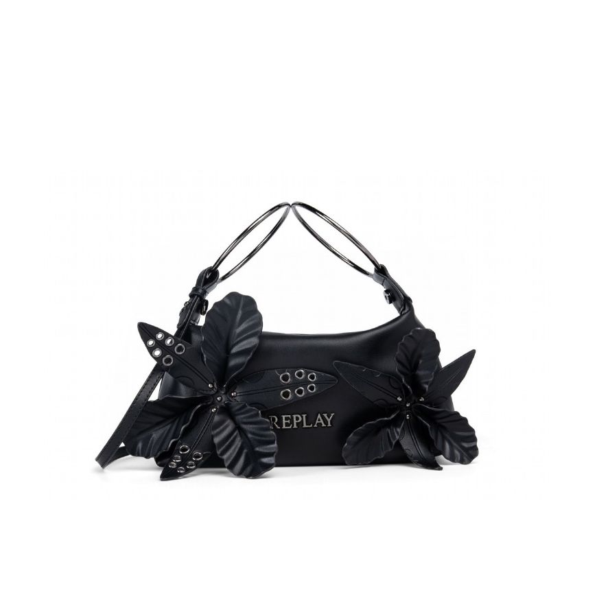 Picture of REPLAY WOMEN'S BAG WITH FLOWERS IN BLACK