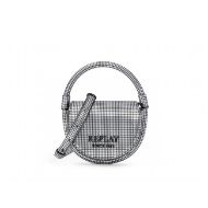 Picture of REPLAY WOMEN'S TEXTURIZED PRINTED BAG WITH HANDLE AND SHOULDER STRAP IN BLACK 1