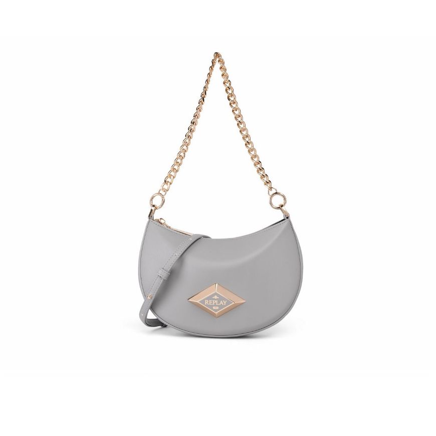 Picture of REPLAY WOMEN'S CROSSBODY BAG IN SOFT PU WITH METALLIC DIAMOND LOGO IN ELEPHANT SKIN