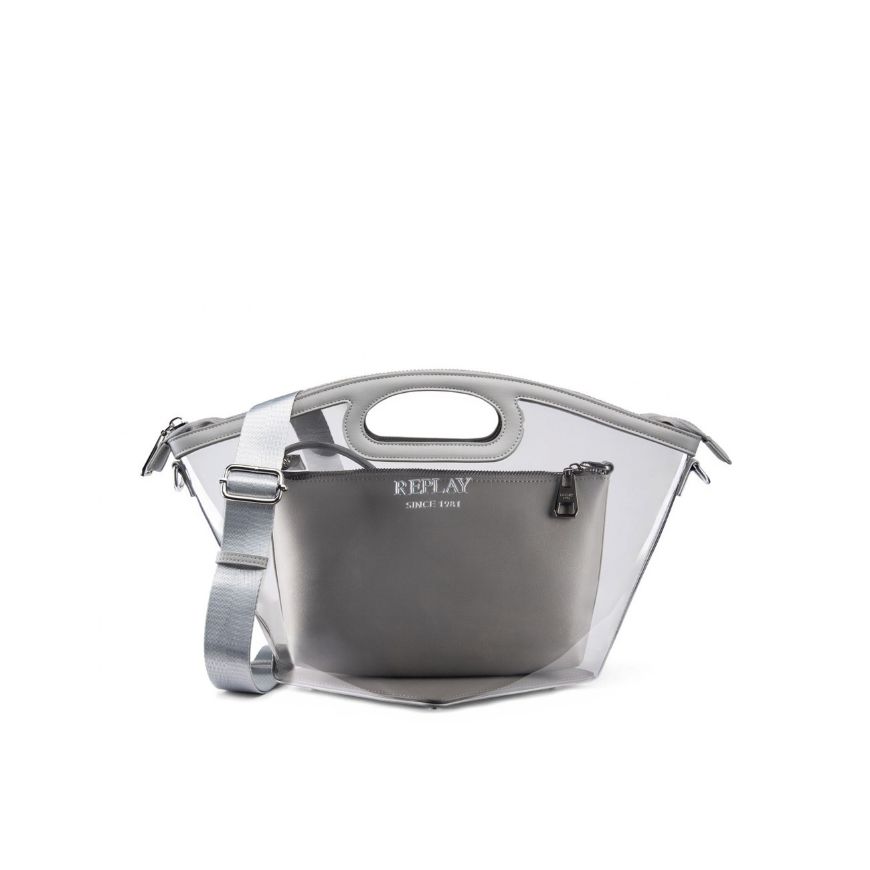 Picture of REPLAY WOMEN'S PVC BAG WITH STRAP AND CLUTCH IN ELEPHANT SKIN