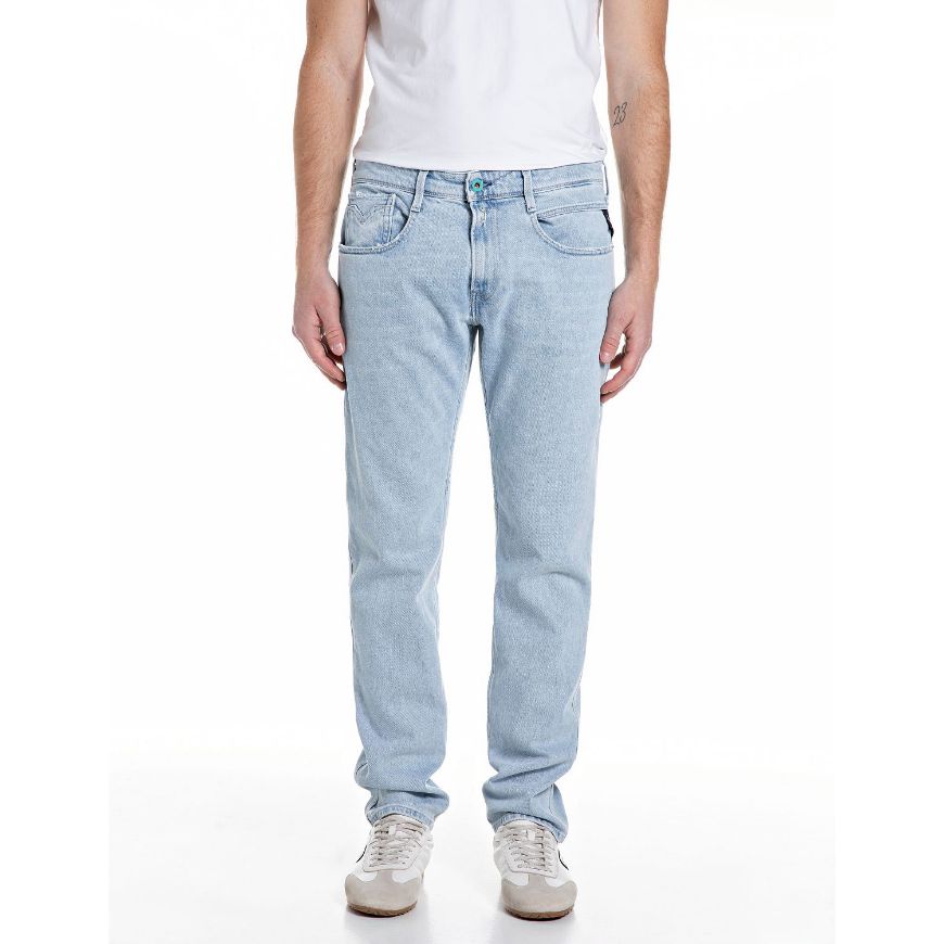 Picture of REPLAY MEN'S ANBASS SLIM FIT JEANS 11 OZ DEEP BLUE COMFORT IN SUPERLIGHT BLUE