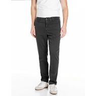Picture of REPLAY MEN'S BENNI 8 OZ SUPER SOFT STR.BLACK OD BLACK DENIM PANTS IN BLACK DELAVÈ 1