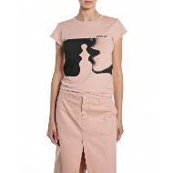 Picture of REPLAY WOMEN'S STRETCH JERSEY T-SHIRT WITH PRINT IN PINK SPANISH VILLA 1