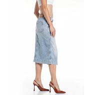 Picture of REPLAY WOMEN'S MIDI GREEN CAST DENIM SKIRT IN LIGHT BLUE 2