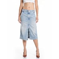 Picture of REPLAY WOMEN'S MIDI GREEN CAST DENIM SKIRT IN LIGHT BLUE 1